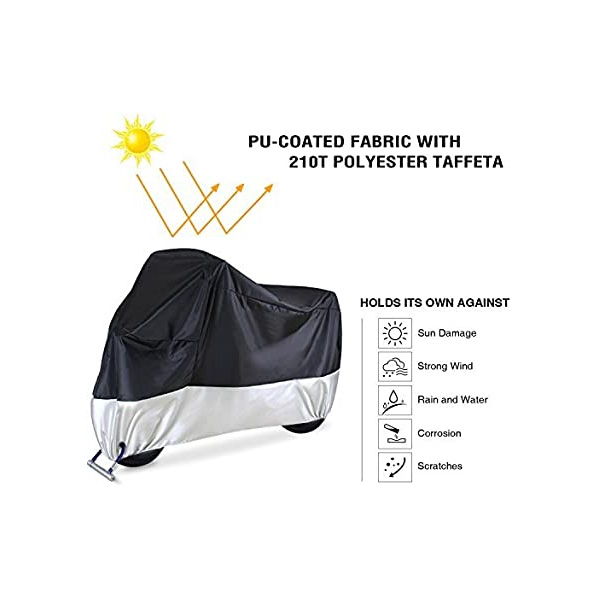 Husă impermeabilă XXL argintie Ohuhu pentru motocicletă Husă impermeabilă XXL argintie Ohuhu pentru motocicletă
